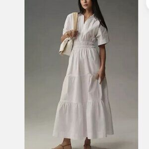 NWT Anthropologie The Somerset Maxi Dress Shirt Dress Edition White New S Small